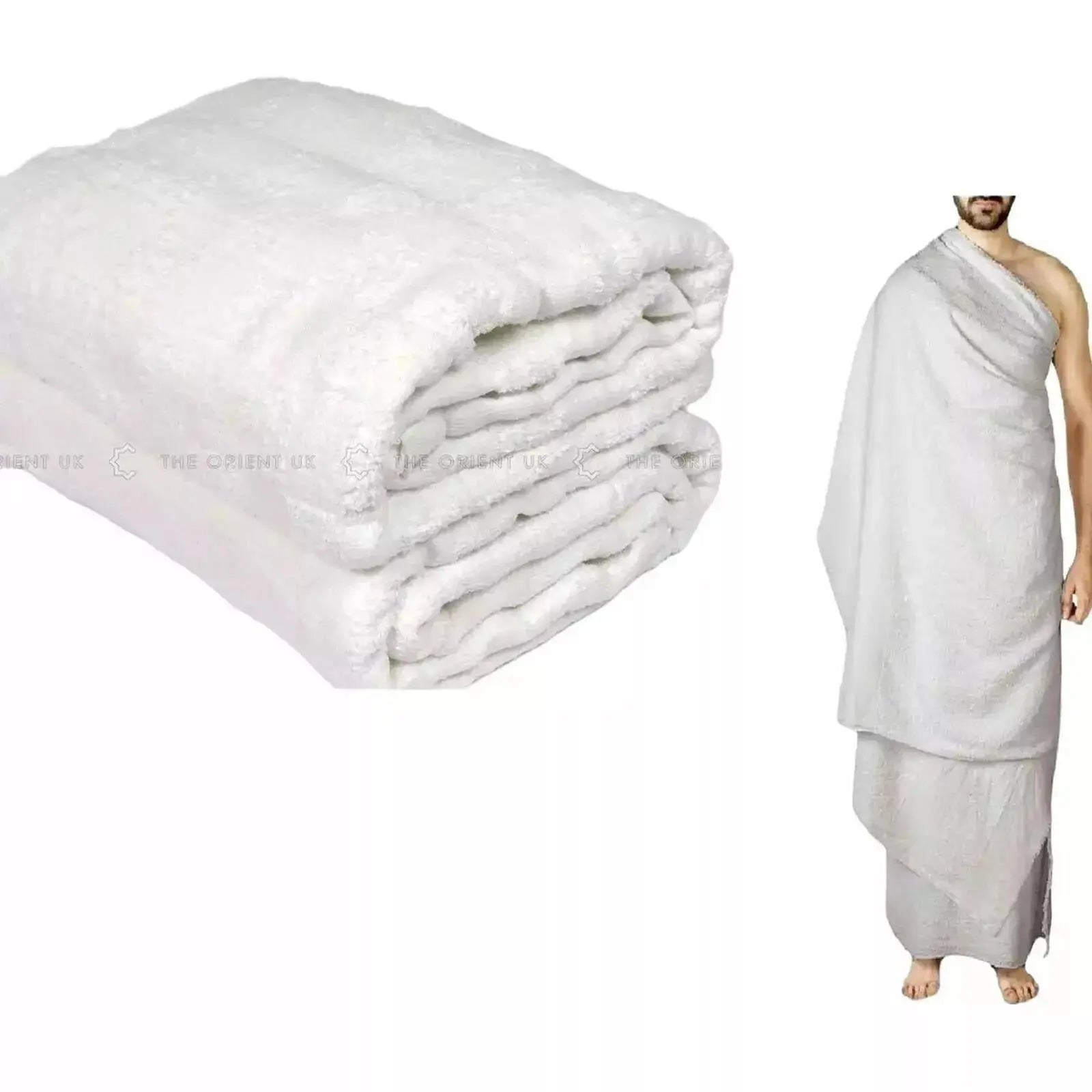 ADULT 100% COTTON IHRAM FOR UMRAH MEN 1200G ADULT WHITE TOWELS HAJJ UMRAH AHRAM 2 PIECE lattafauk
