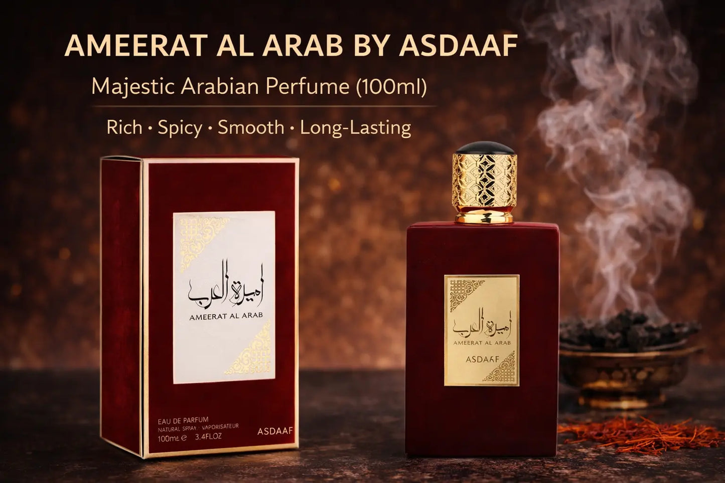 Ameerat Al Arab - Princess of Arabia 100ml EDP by ASDAAF Women's Fragrance with Wood Musk Oud Olibanum Jasmine Lily Amber Woody Notes lattafauk