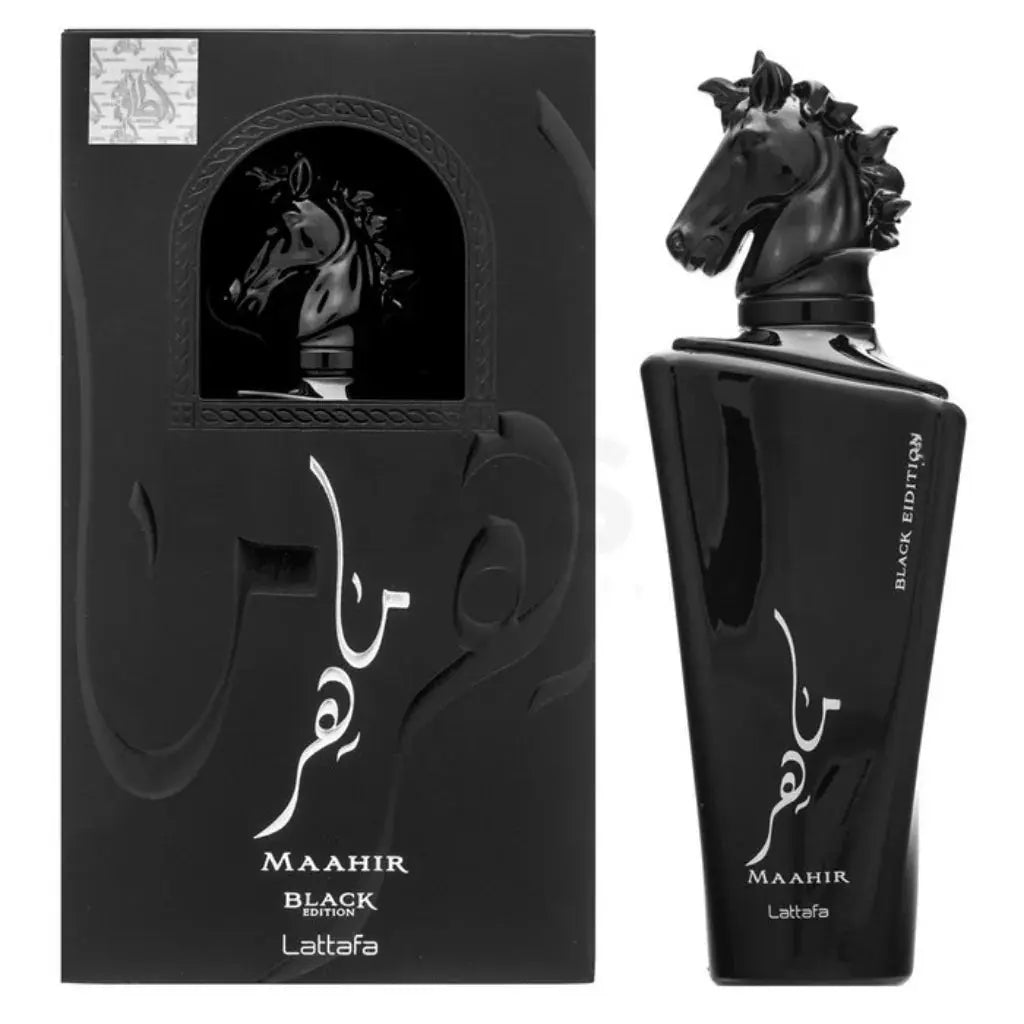 Lattafa Maahir Black Edition Eau De Parfum 100ml - Bold Sophisticated Unisex Fragrance with Spicy Woody Notes lattafauk